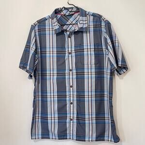 The North Face Button Down Shirt Mens XL Blue Short Sleeve Performance Quick Dry